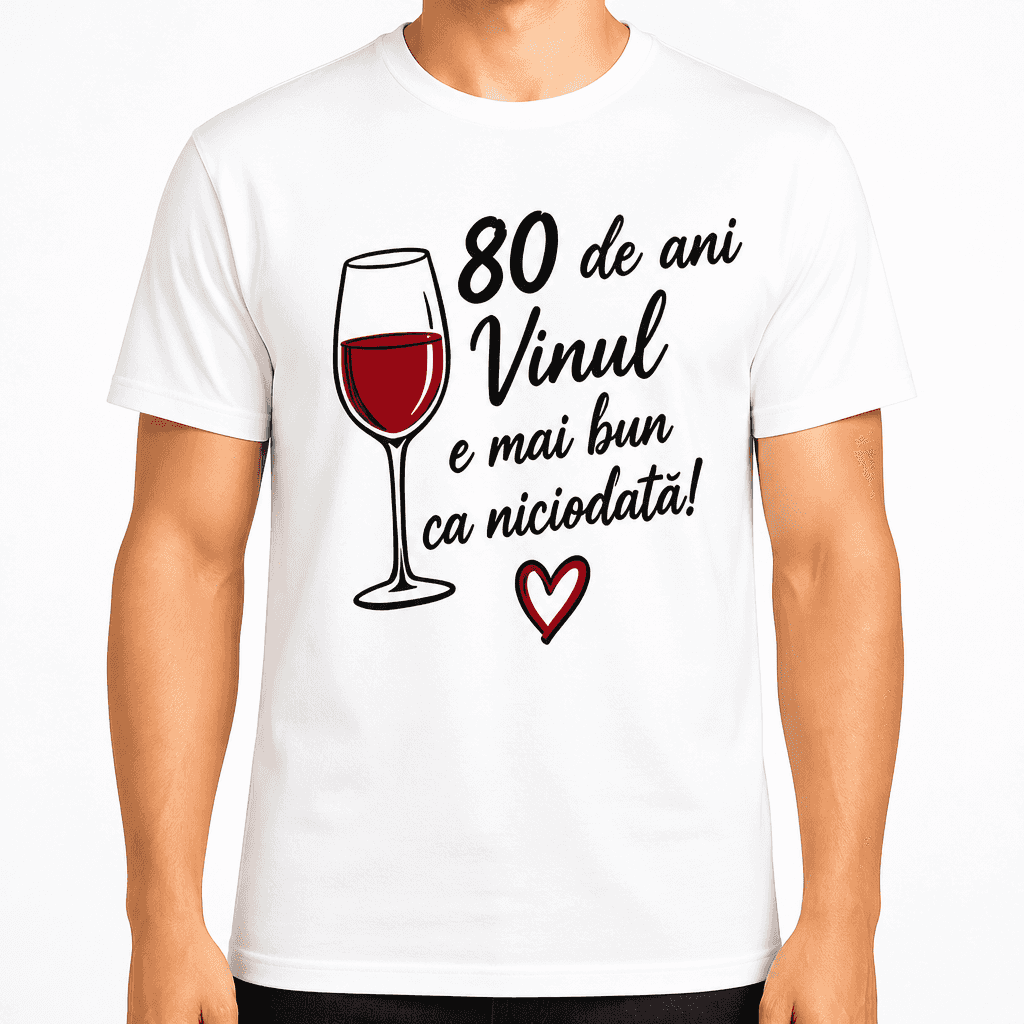 Tricou pentru 80 de ani – 80 de ani Vinul e mai bun ca niciodată!