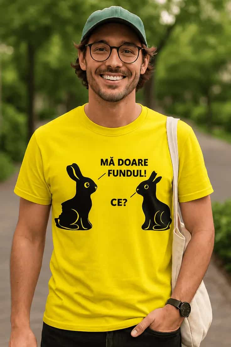Tricou amuzant Iepurași de Paște - MĂ DOARE FUNDUL!
