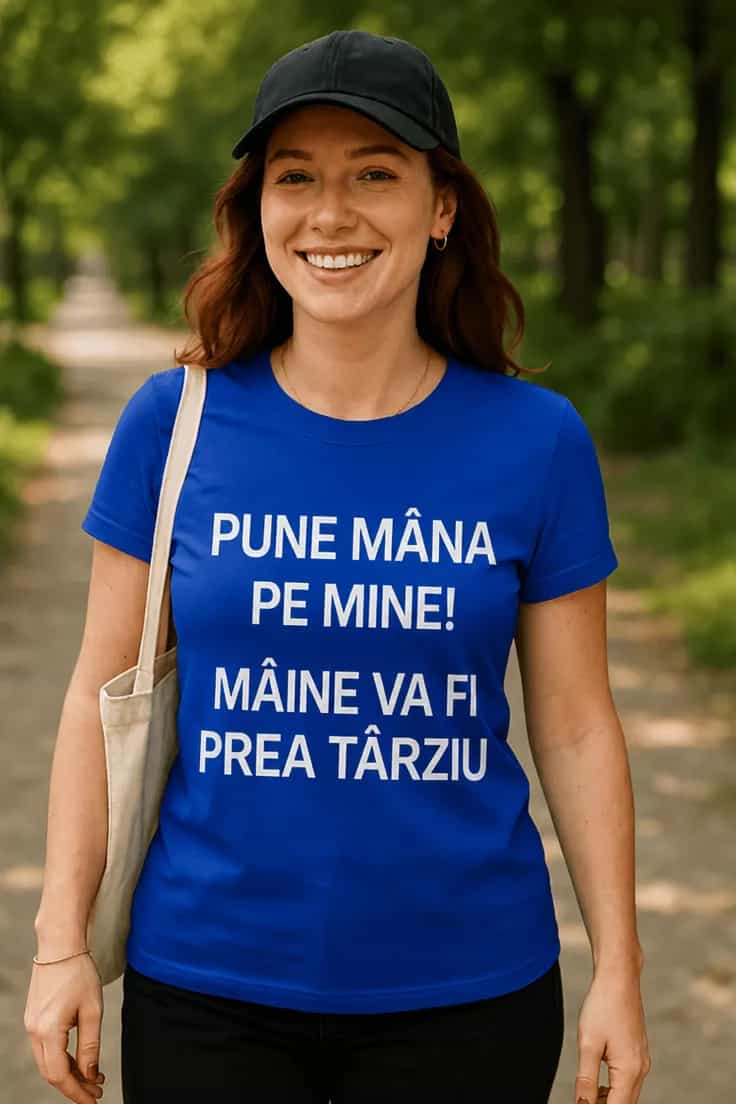 Tricou amuzant Pune mâna pe mine - PUNE MÂNA