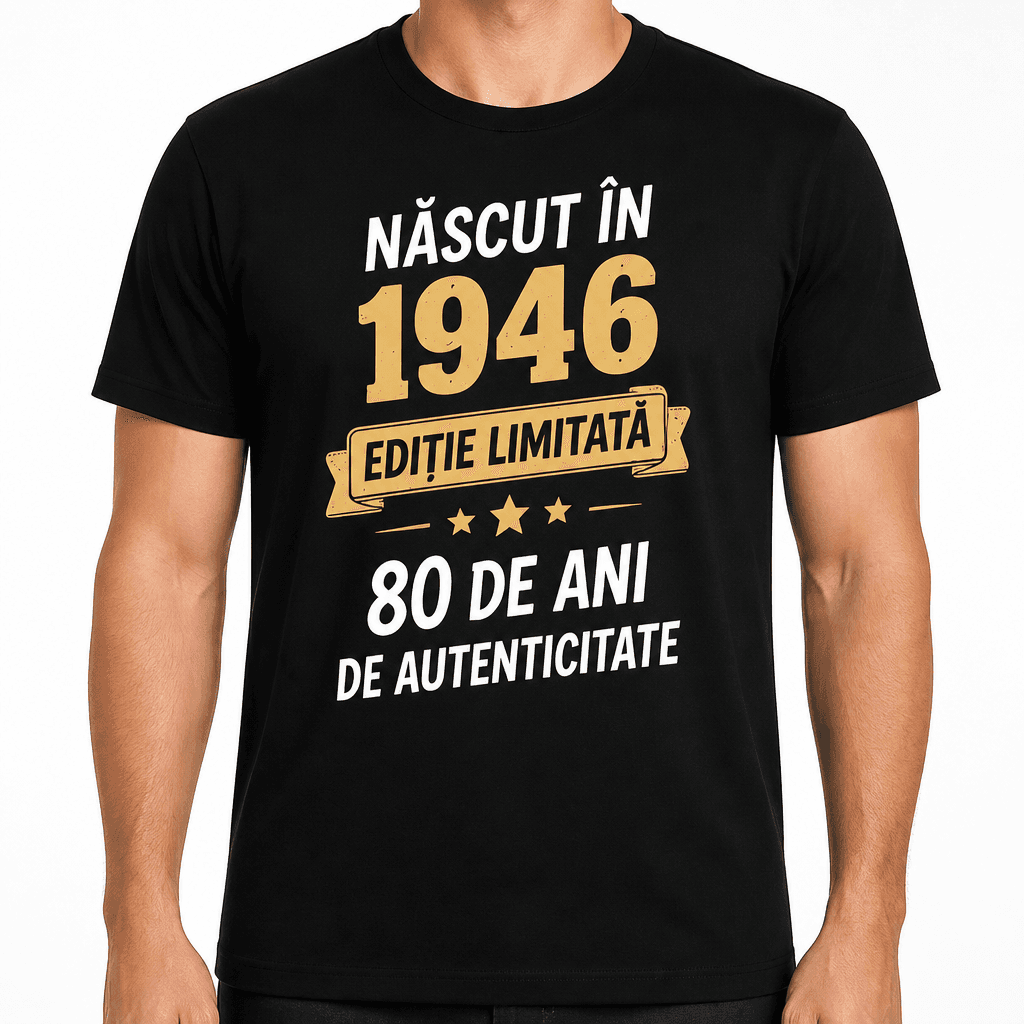Tricou pentru 80 de ani – Născut în 1946 ediție limitată 80 de ani de autenticitate