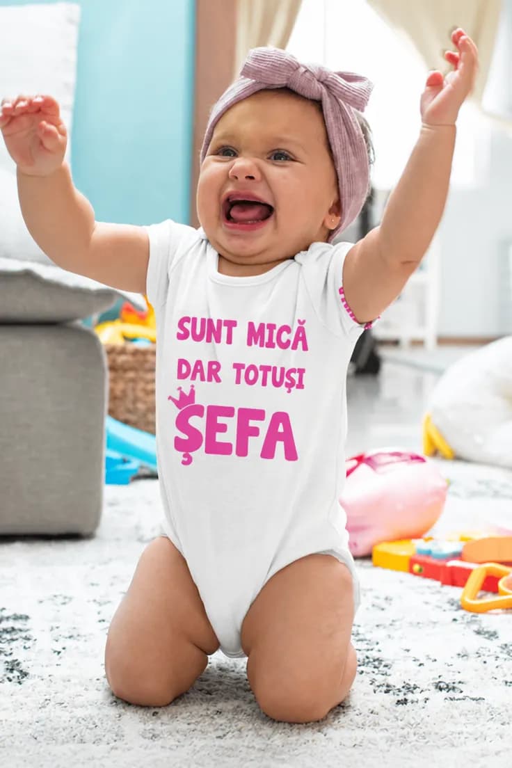 Body bebeluș Șefa cea mică – SUNT MICĂ DAR TOTUȘI