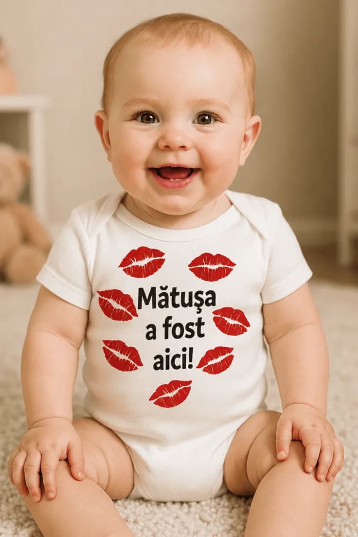 Body bebeluș Mătușa a fost aici cu inscripție la alegere