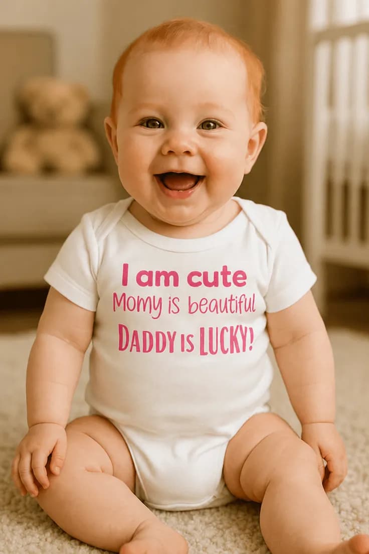 Body bebeluș mesaj drăguț - I am cute Momy is beautiful
