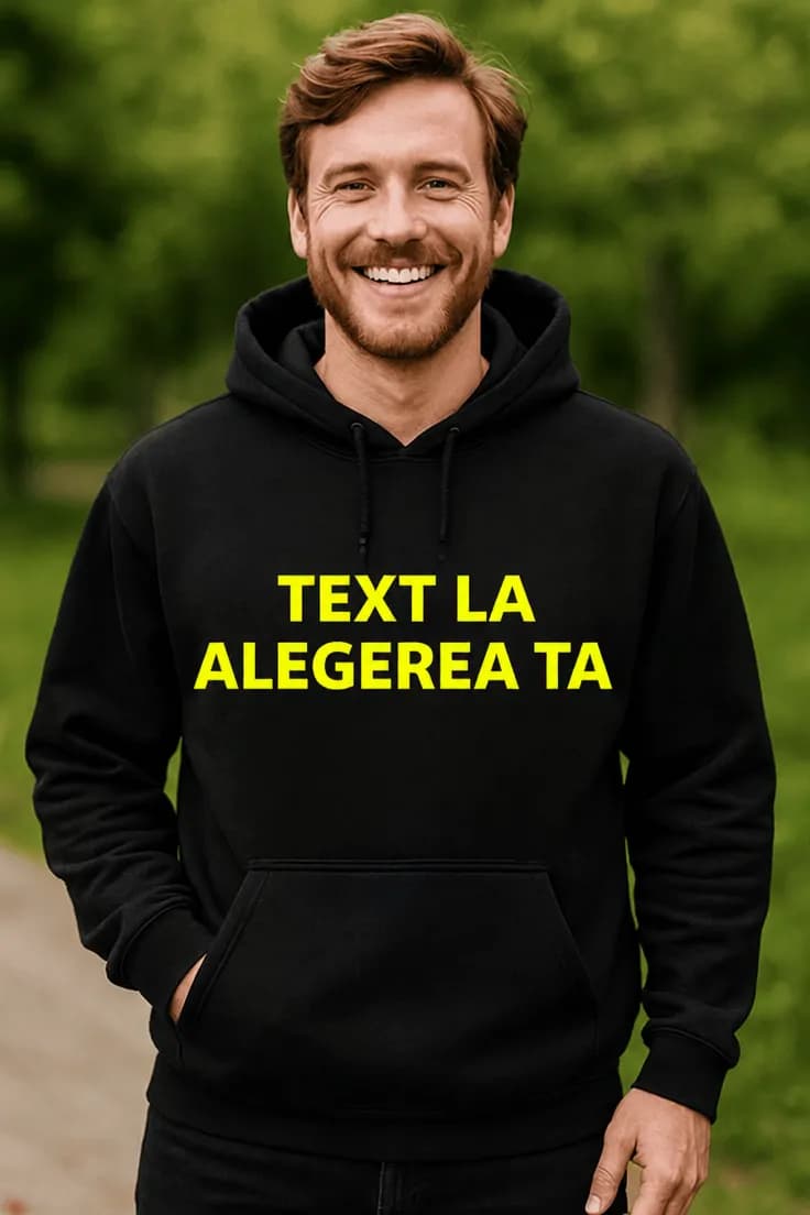 Hanorac cu glugă mesaj personalizat | TEXT LA ALEGEREA TA