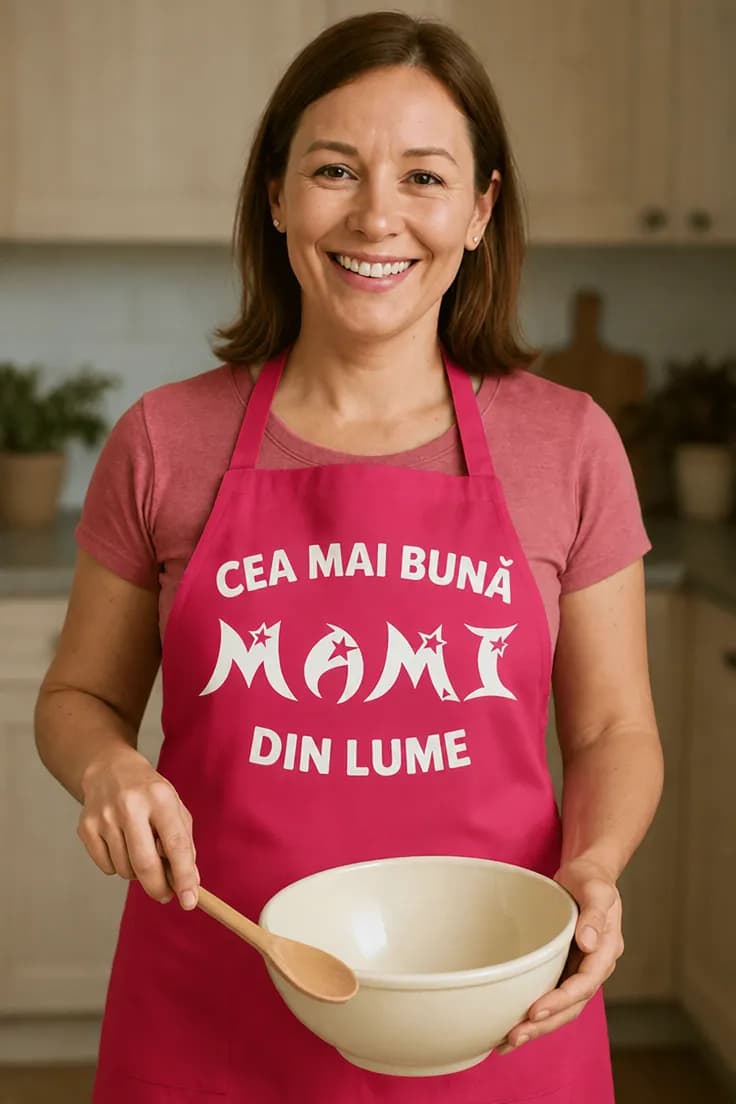 Șorț amuzant Cea mai bună mami cu inscripție la alegere
