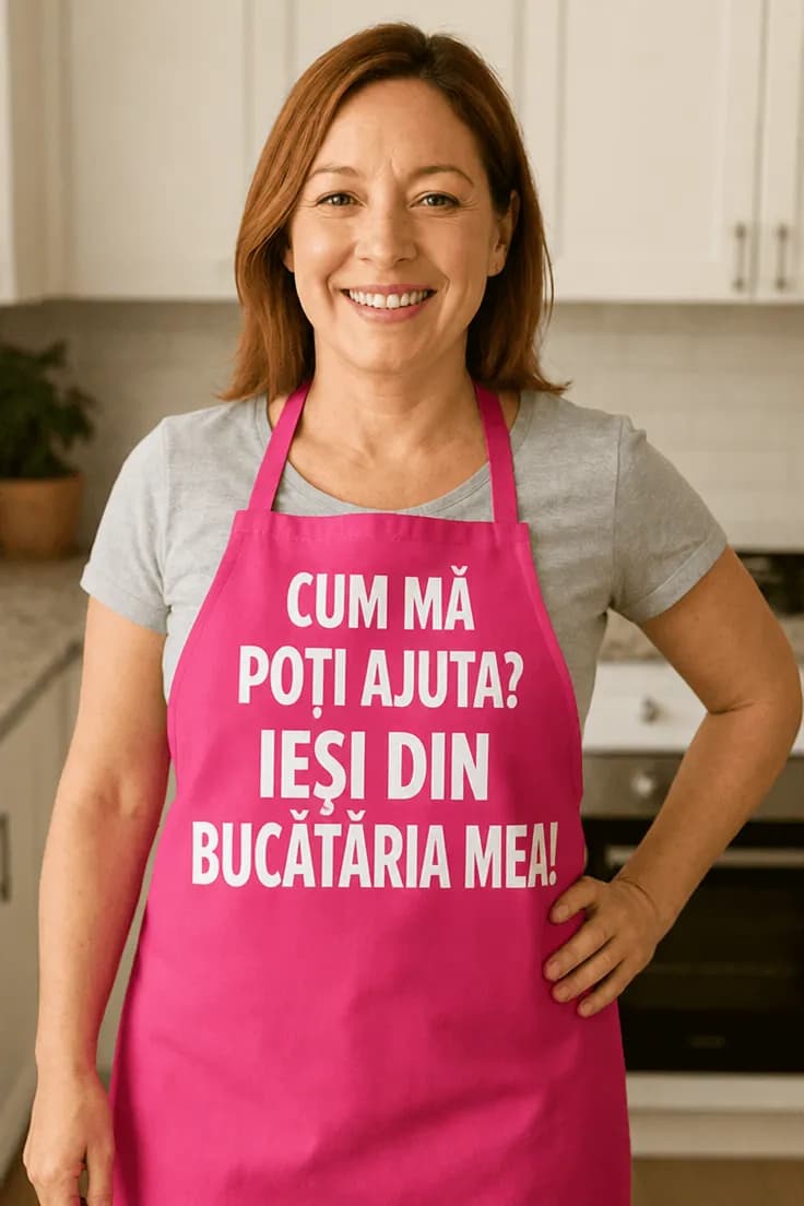 Șorț amuzant Cum mă poți ajuta cu inscripție la alegere