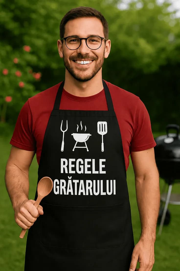 Șorț amuzant Regele grătarului – REGELE GRĂTARULUI