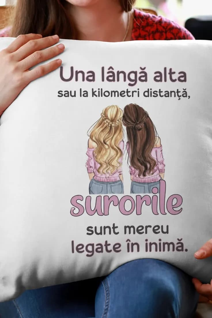 Pernă decorativă Surori legate în inimă