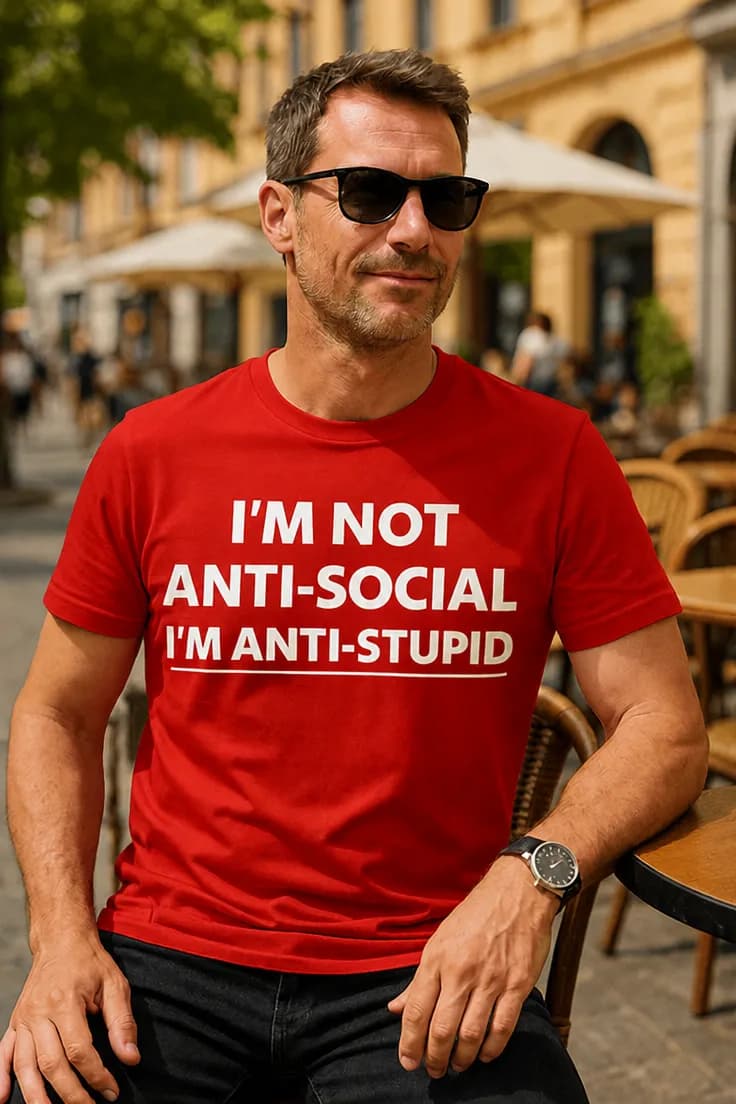 Tricou amuzant Anti prostie - I'M NOT ANTI-SOCIAL