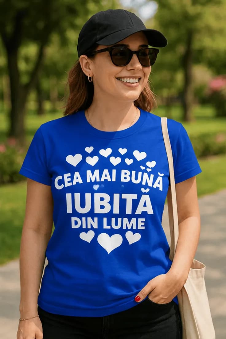 Tricou amuzant Cea mai bună iubită cu nume la alegere