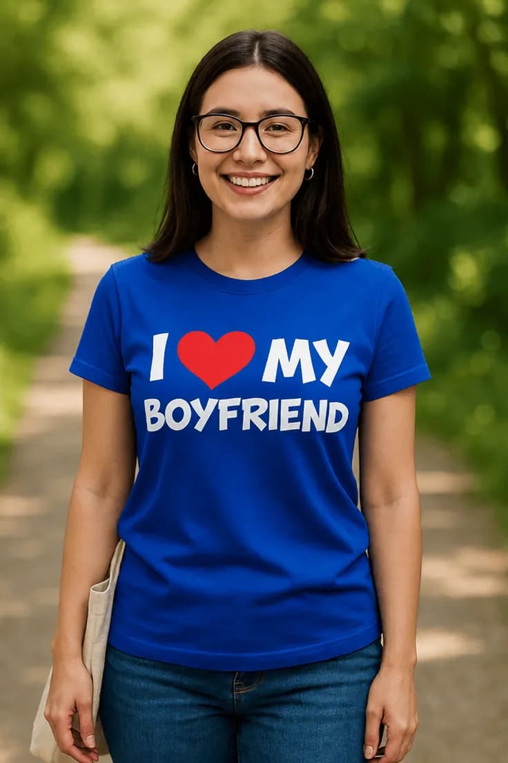 Tricou amuzant Iubesc iubitul meu - I♥MY BOYFRIEND