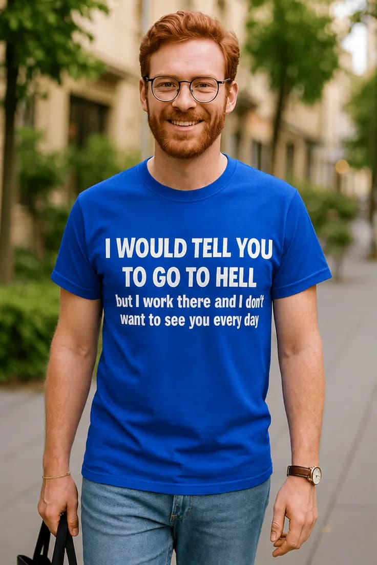 Tricou amuzant La muncă în iad - I WOULD TELL YOU
