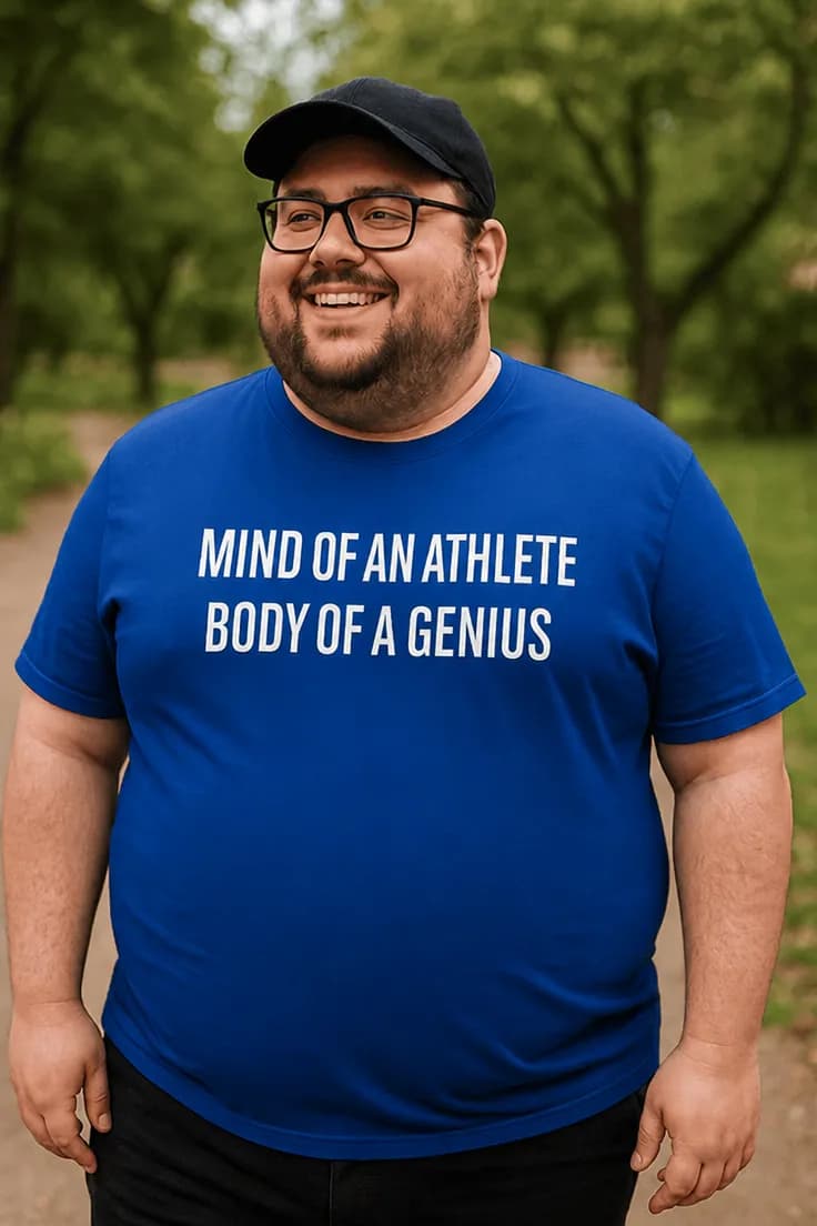 Tricou minte de atlet și corp de geniu