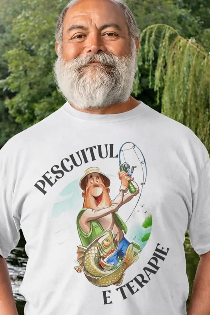 Tricou amuzant Pescuitul e terapie - PESCUITUL
