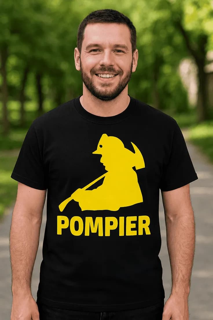 Tricou amuzant Pompier contur POMPIER