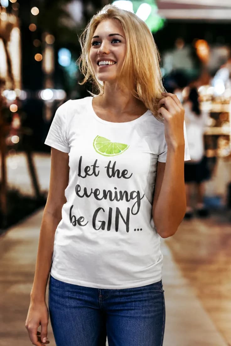 Tricou amuzant Seara cu gin - Let the evening be GIN....