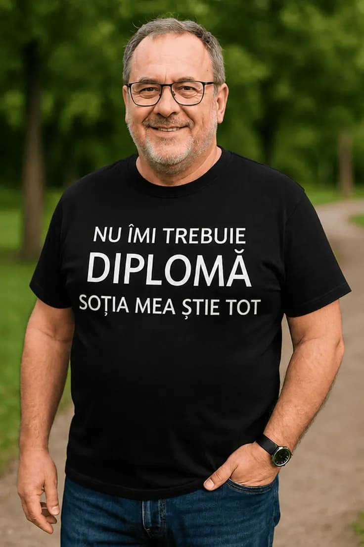 Tricou amuzant Soția știe tot cu text la alegere