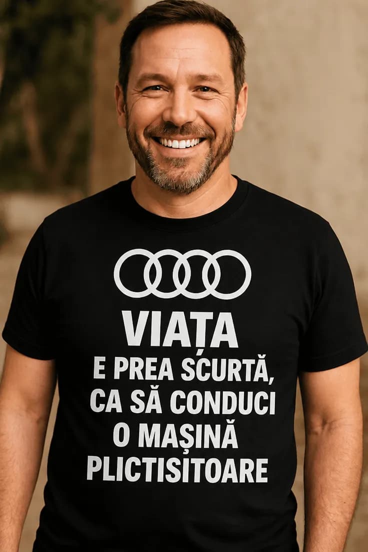 Tricou viața e prea scurtă cu marca mașinii la alegere