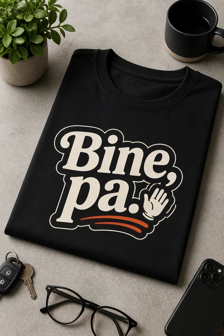 Tricou cu mesaj Bine, pa.