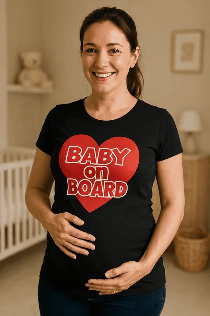 Tricou de gravidă Baby on board inimă BABY on BOARD