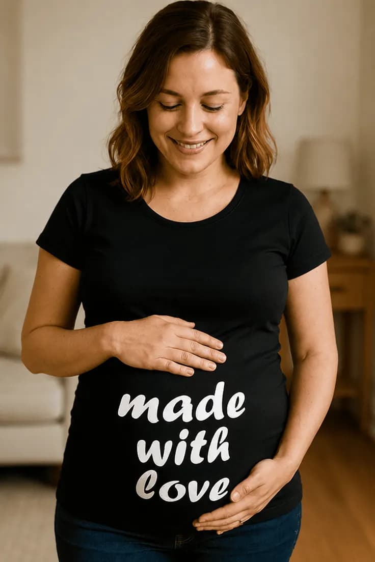 Tricou de gravidă Făcut cu dragoste made with love