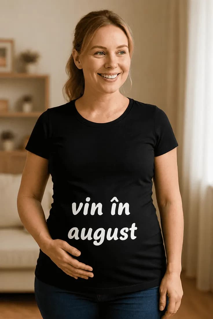 Tricou de gravidă Vin în august – vin în august