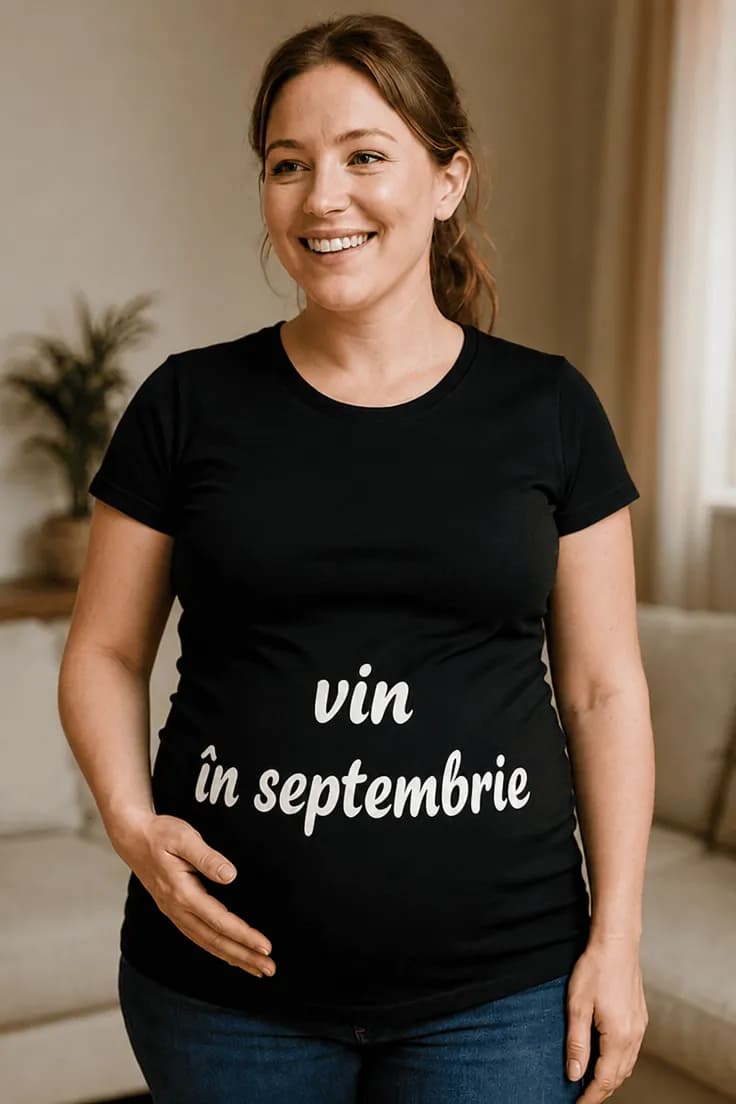 Tricou de gravidă Vin în septembrie