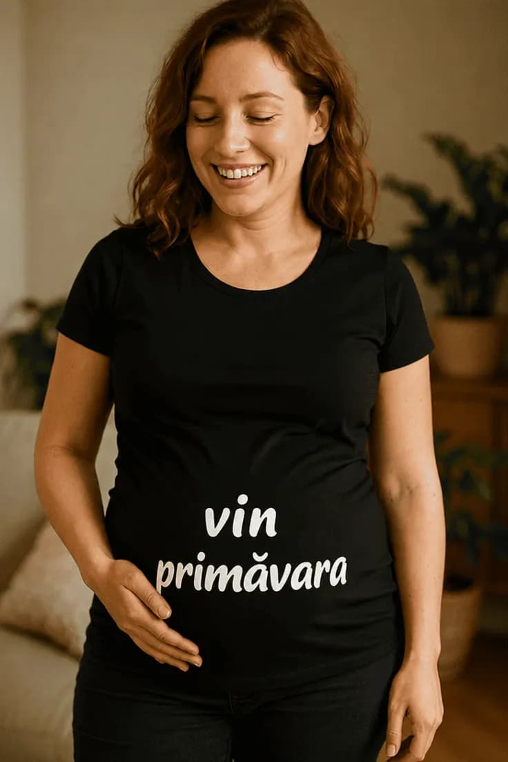 Tricou de gravidă Vin primăvara - vin primăvara