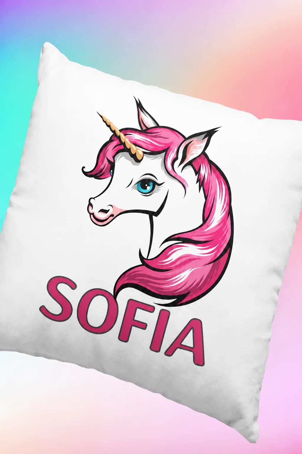 Pernă decorativă Unicorn cu nume personalizat