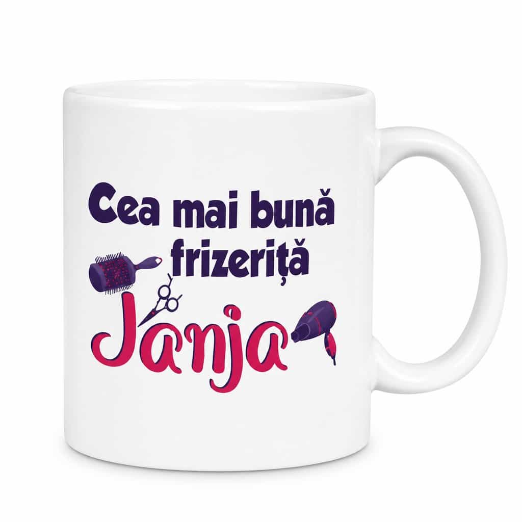 Cană amuzantă Hairstylist cu nume personalizat