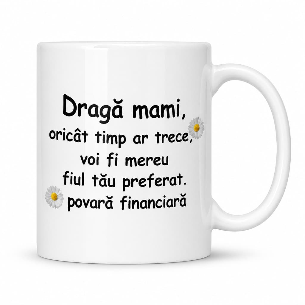 Cană amuzantă Povară financiară - Dragă mami,