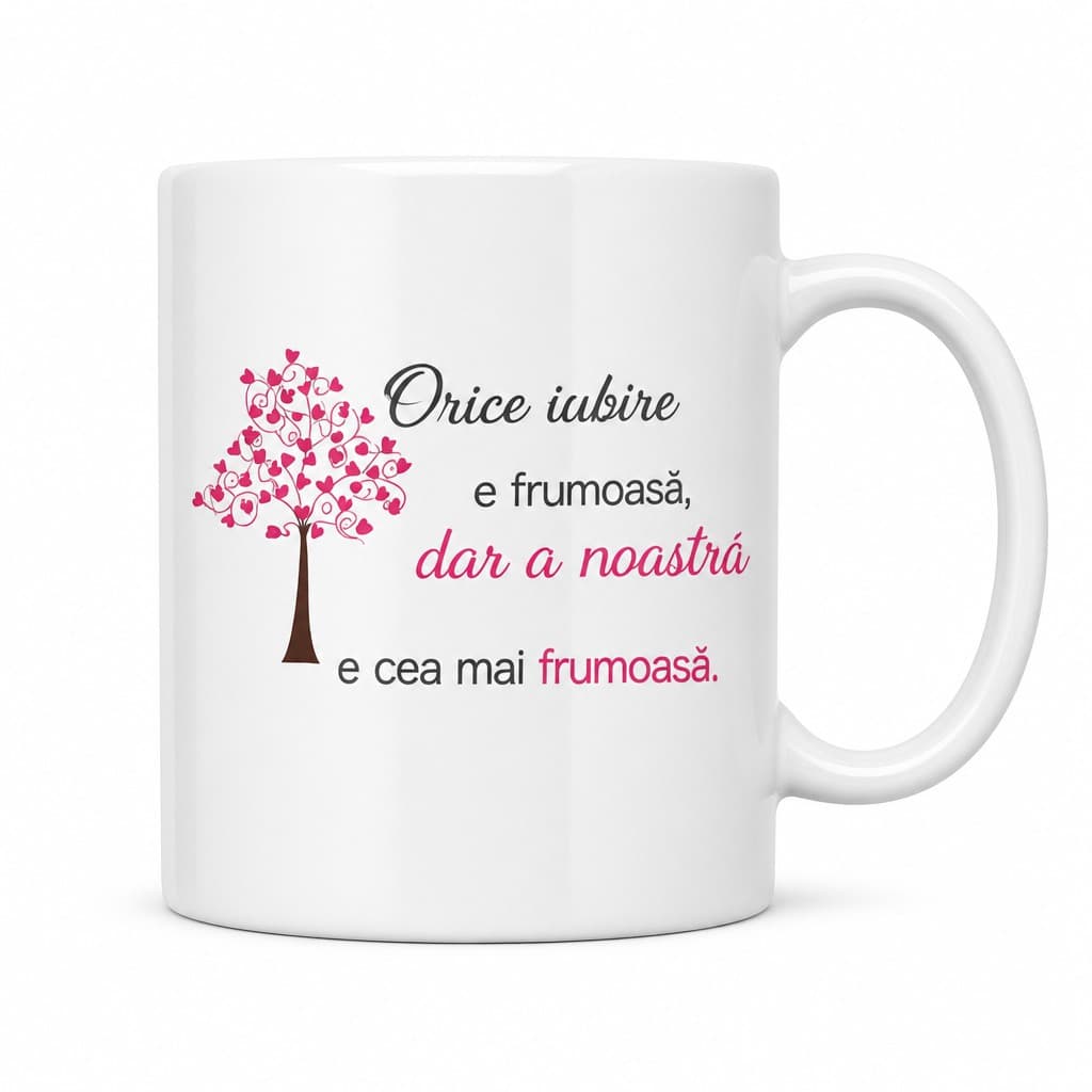 Cană amuzantă Poveste de iubire - Orice iubire