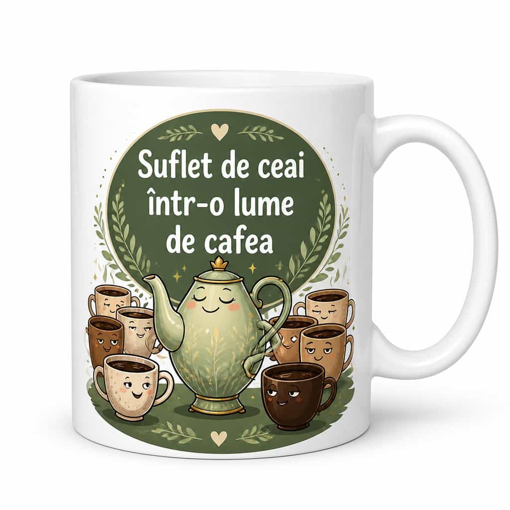 Cană ceramică cu Suflet de ceai într-o lume de cafea