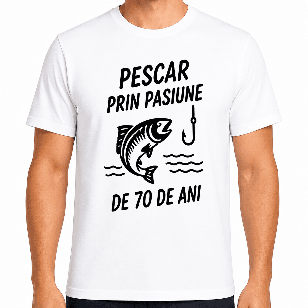 Tricou pentru 70 de ani – Pescar prin pasiune de 70 de ani