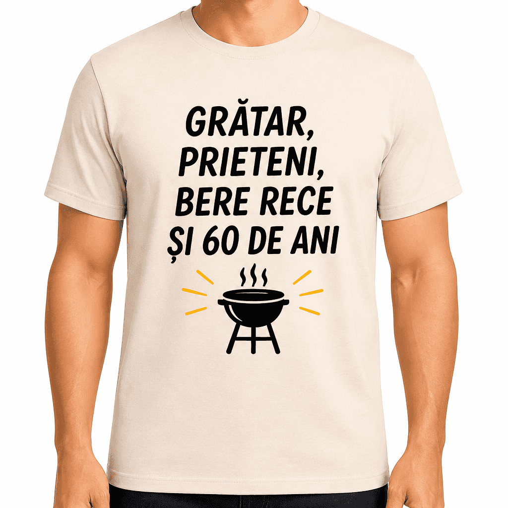 Tricou pentru 60 de ani – Grătar, prieteni, bere rece și 60 de ani