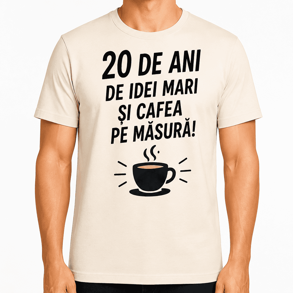 Tricou pentru 20 de ani – 20 de ani de idei mari și cafea pe măsură!