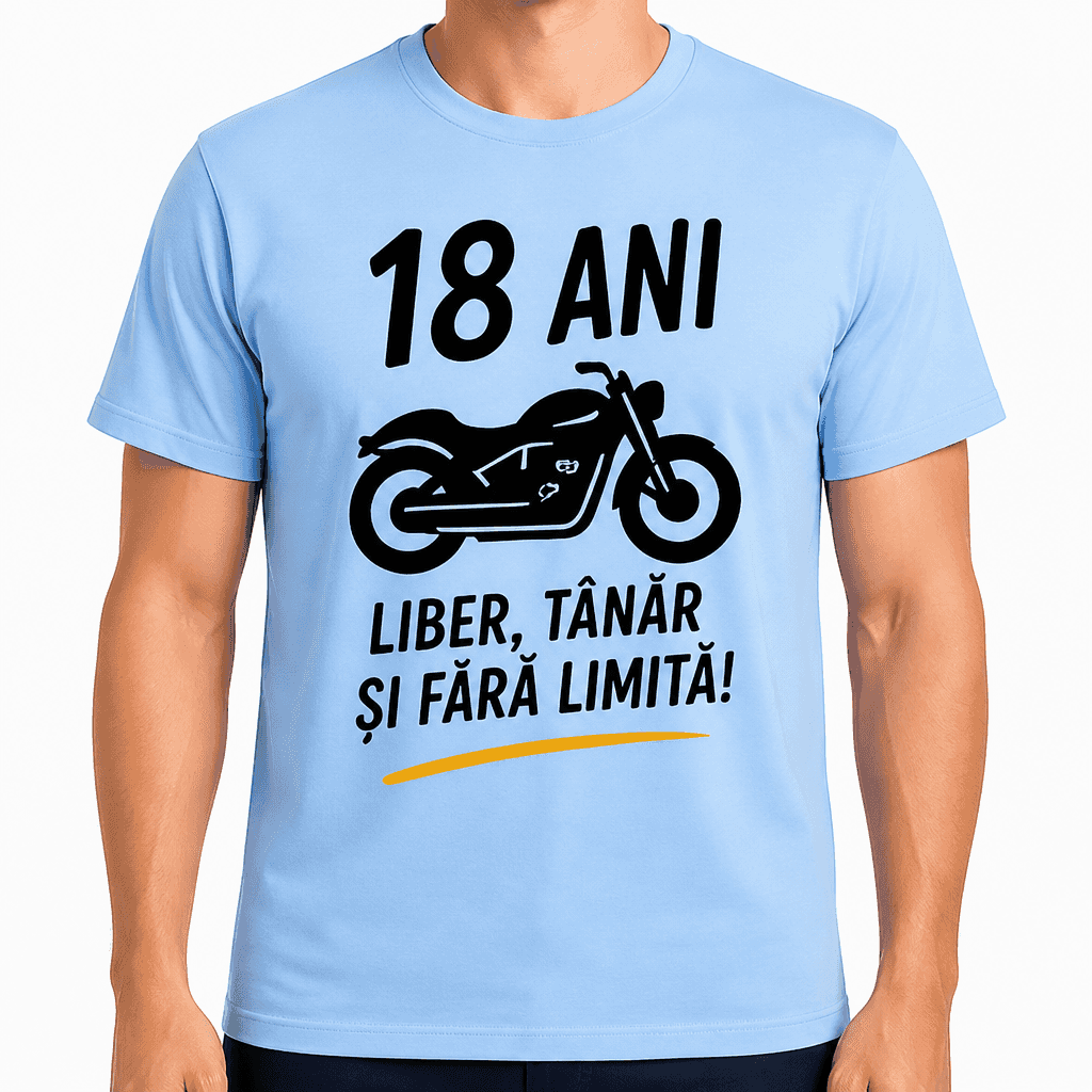 Tricou pentru 18 ani – 18 ani liber, tânăr și fără limită!