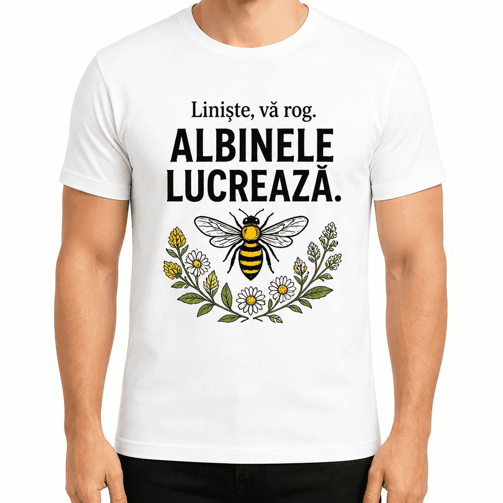 Tricou apicultor – Liniște, vă rog. Albinele lucrează.