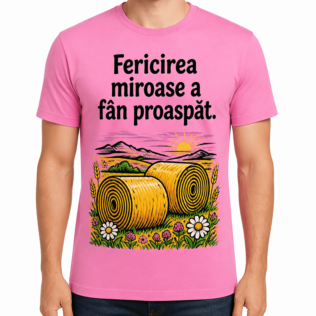 Tricou fermier – Fericirea miroase a fân proaspăt.