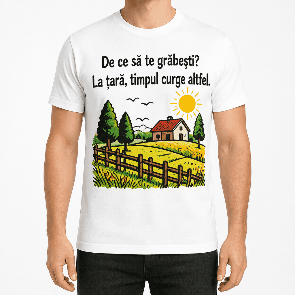 Tricou fermier – De ce să te grăbești? La țară, timpul curge altfel.