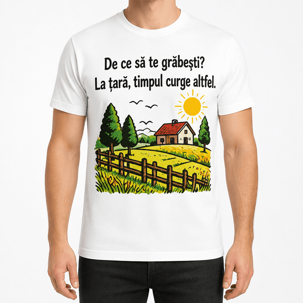 Tricou fermier – De ce să te grăbești? La țară, timpul curge altfel.