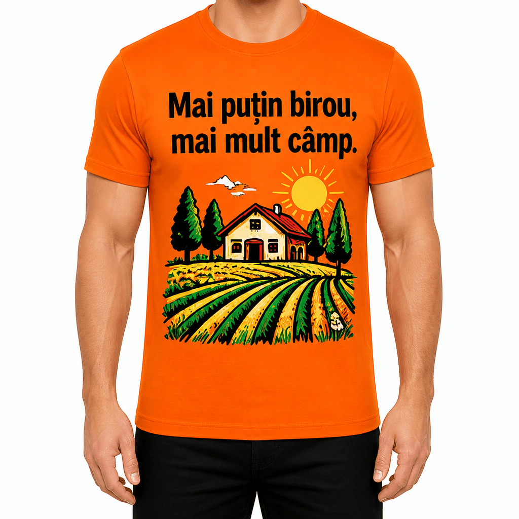 Tricou fermier – Mai puțin birou, mai mult câmp.