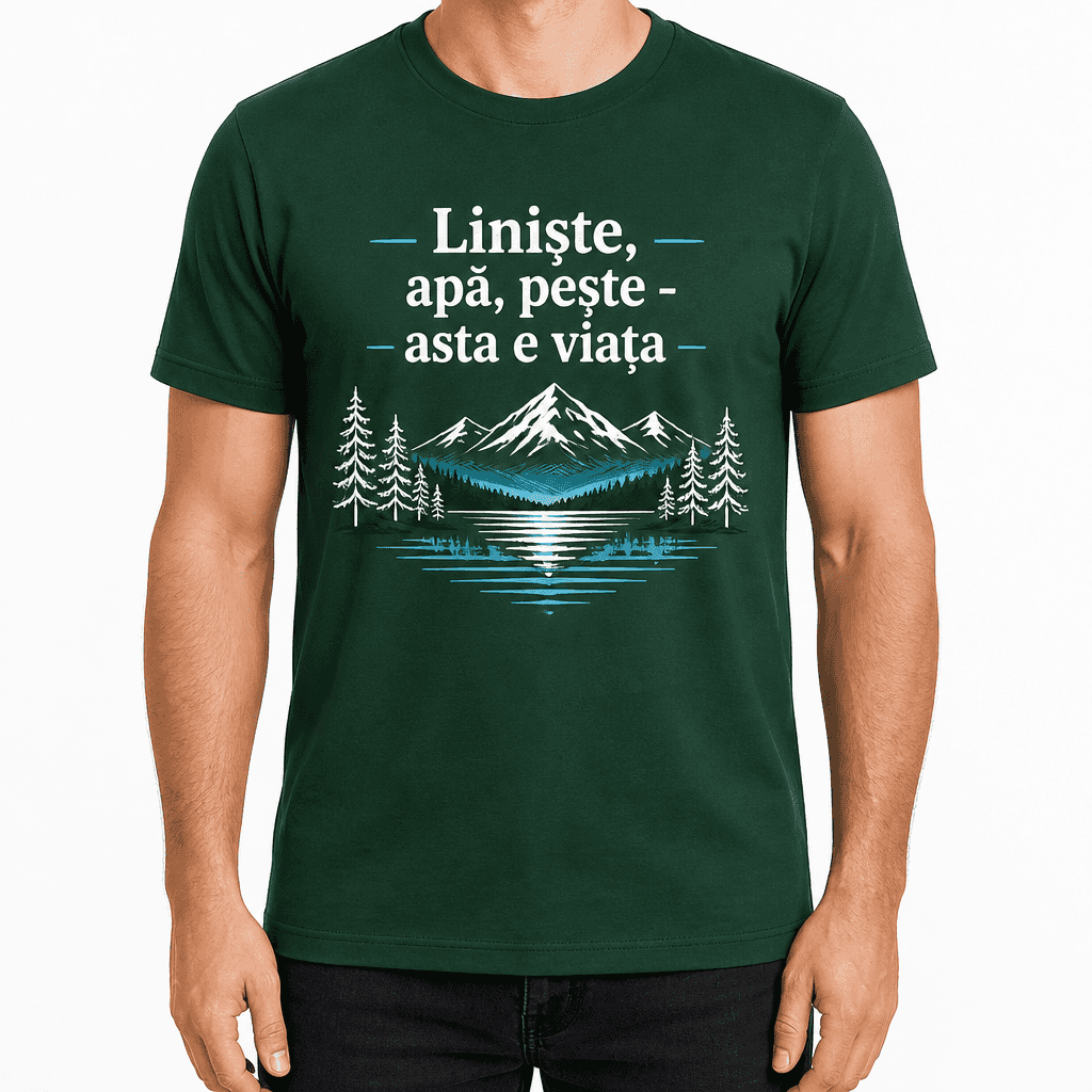 Tricou pescar – Liniște, apă, pește - asta e viața