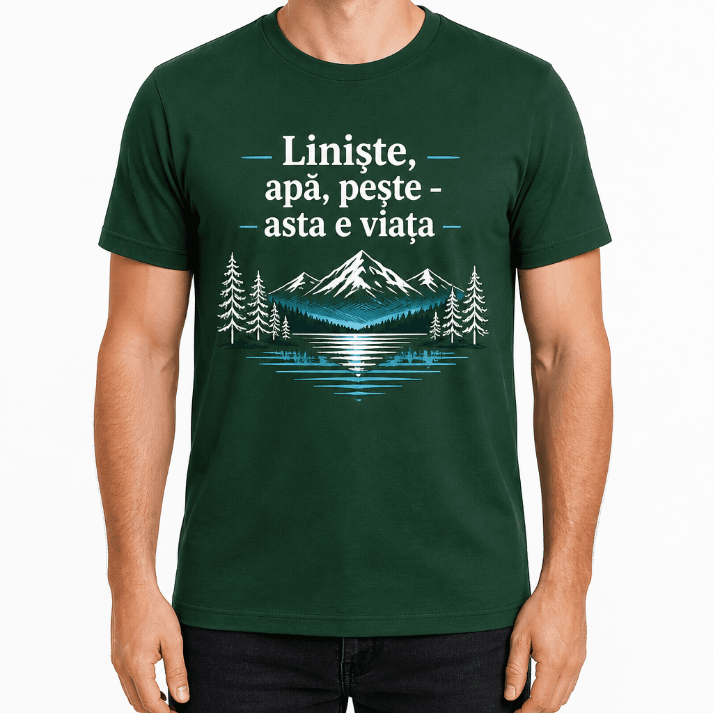 Tricou pescar – Liniște, apă, pește - asta e viața