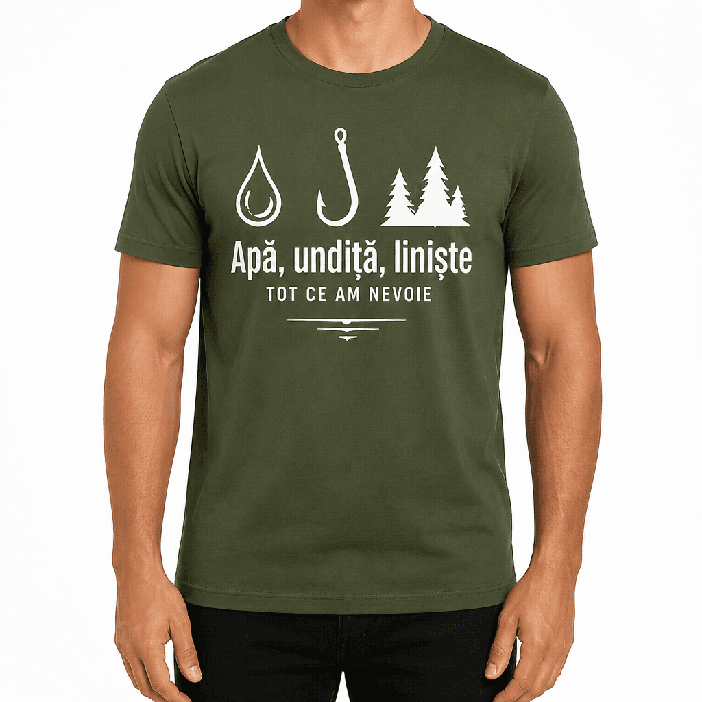 Tricou pescar – Apă, undiță, liniște