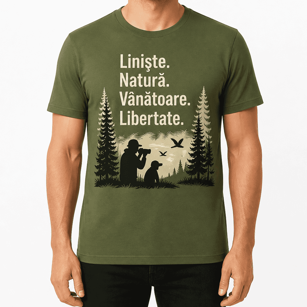 Tricou de vânător – Liniște. Natură. Vânătoare. Libertate.
