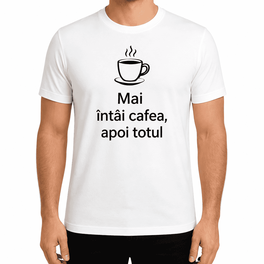 Tricou pentru coleg – Mai întâi cafea, apoi totul