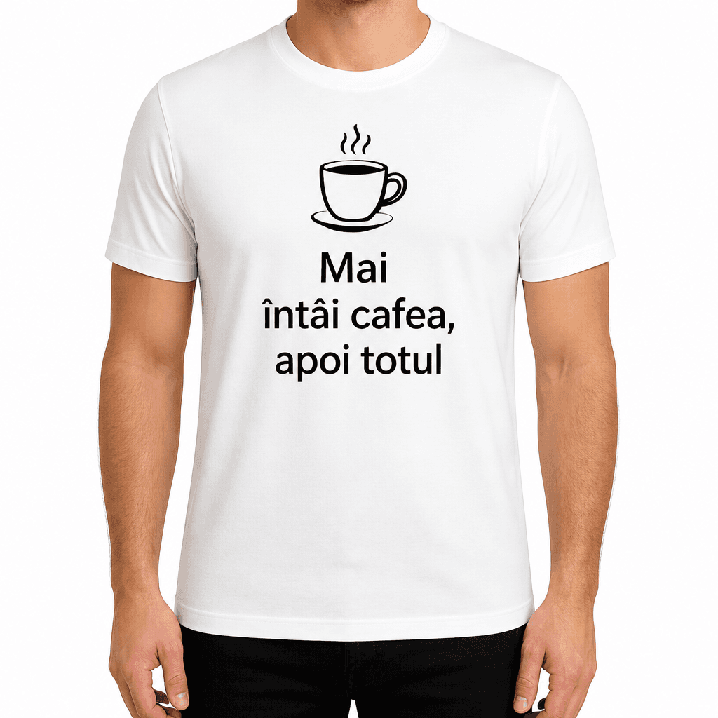 Tricou pentru coleg – Mai întâi cafea, apoi totul