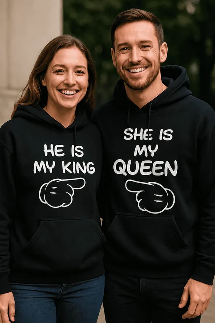 Bluză amuzantă Cuplu king și queen HE IS MY KING