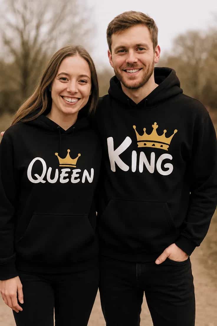 Bluză amuzantă King Queen bicolor cuplu QUEEN KING